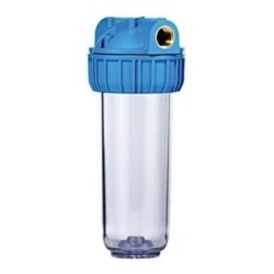 PLASTIC DEVICE WITH TRANSPARENT CONTAINER UNDER THE COUNTER FOR WATER FILTER 1/2 - 1 1/2 INCHES