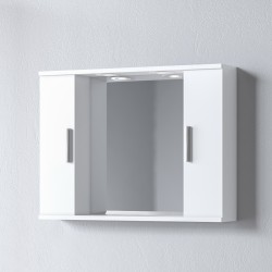 ALON 75 - WHITE MIRROR 75x15x56 WITH TWO CABINETS AND LED