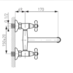 FERRO RETRO - WALL SINK FAUCET