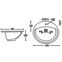 YORK WASHBASIN INSERT 52x46 - HUIDA