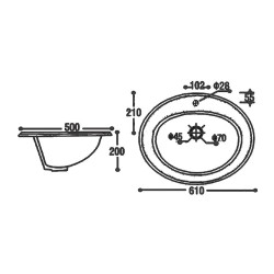 ASCOT - HD16 WASHBASIN INSER 61Χ50 HUIDA