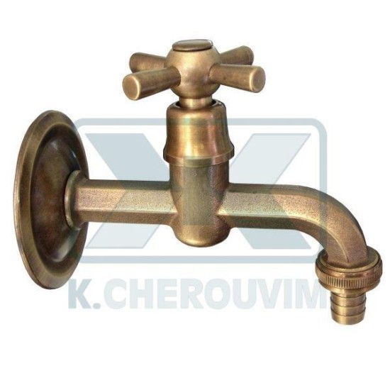 CANOLEN SWITCHES - CANOULA N.263 BRONZE HEXAGON WITH CROSS HANDLE, ROSETTE AND FITTING